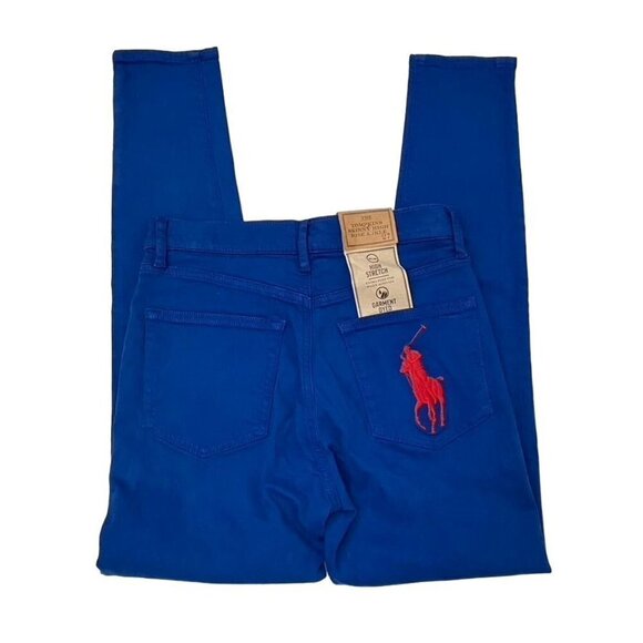 Polo Ralph Lauren Sz 27 Tompkins High-Rise Skinny Ankle Royal Blue Pony - Picture 8 of 11